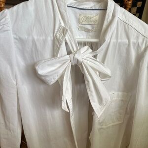 J.Crew White Long Sleeve Tie Shirt